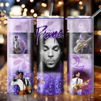 Abstract design with purple and metallic colors inspired by Prince's iconic style