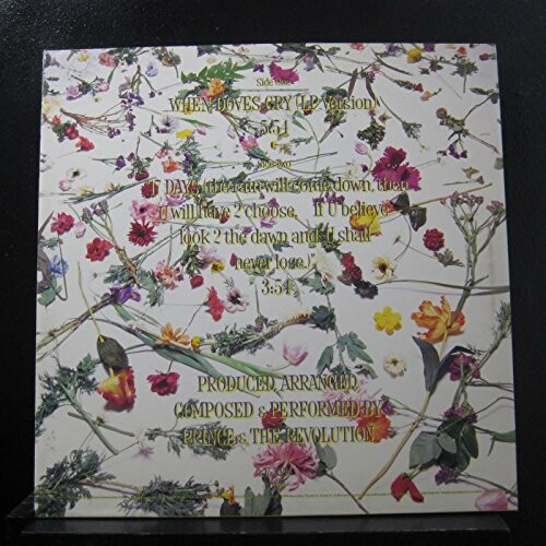 Album cover with floral design and text for 'When Doves Cry'