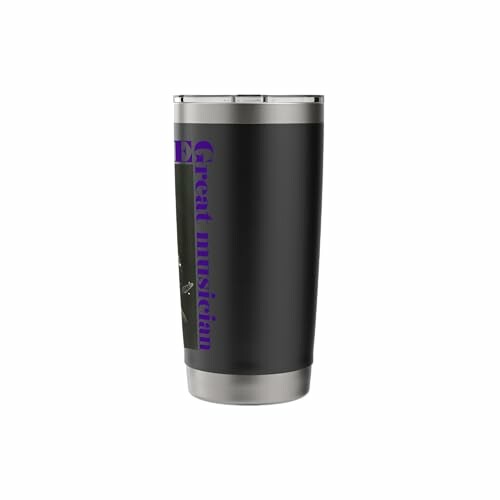 Black insulated tumbler with text design