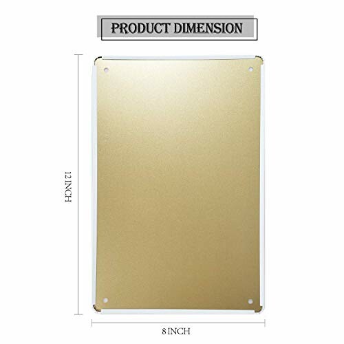 Gold metal sign with dimensions 12x8 inches