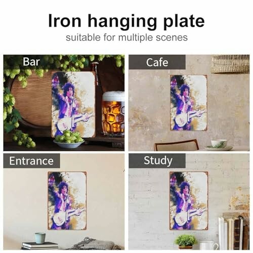 Iron hanging plate wall decor displayed in bar, cafe, entrance, and study