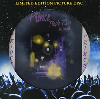 Limited edition picture disc of Purple Rain in concert with crowd.