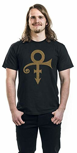 Man wearing black t-shirt with gold symbol