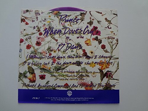 Cover art of Prince's 'When Doves Cry' with flowers and text.