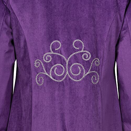 Purple jacket with intricate embroidery on the back.