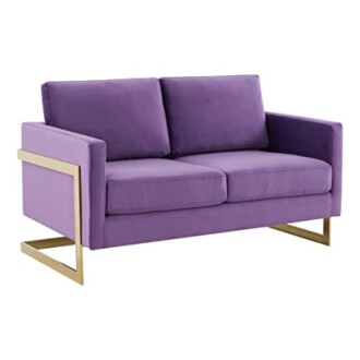 Purple modern sofa with gold legs