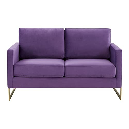 Purple modern sofa with metal legs