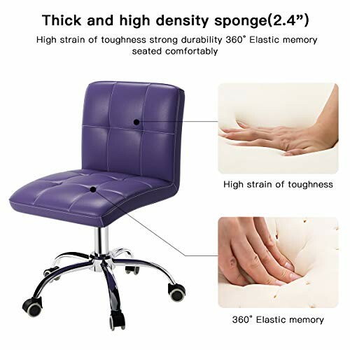 Purple office chair with high density sponge and durability features.