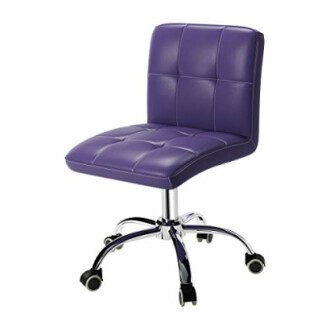 Purple office chair with wheels and chrome base