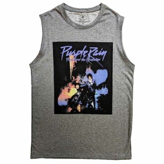 Gray sleeveless shirt with Purple Rain design