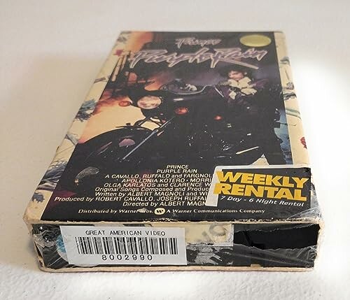 Purple Rain VHS cover with Weekly Rental sticker