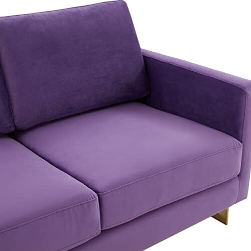 Purple sofa with cushioned seat and backrest