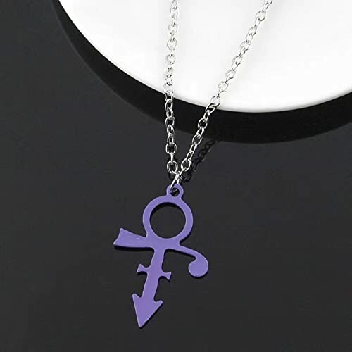 Purple symbol necklace on a silver chain