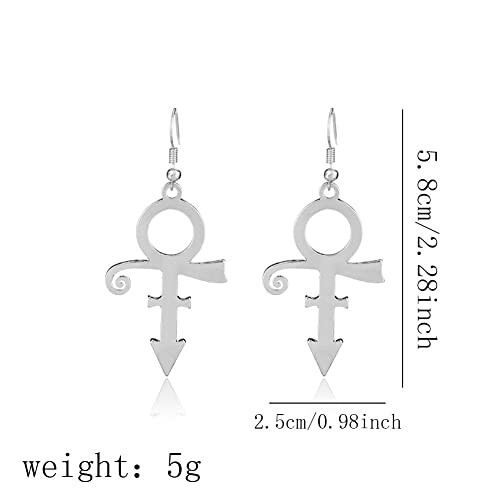 Silver symbol earrings with dimensions and weight