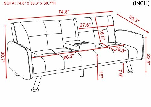 Diagram of sofa with dimensions in inches