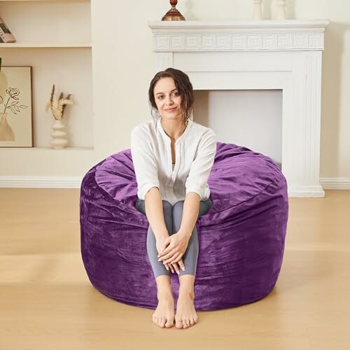 ILPEOD Purple Memory Foam Bean Bag Chair